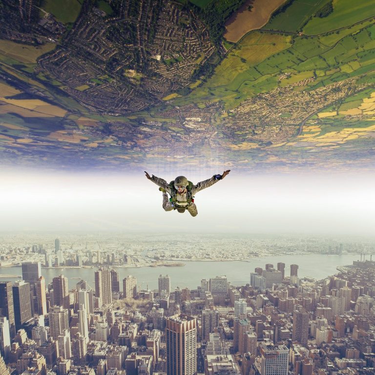 Describing falling off a cliff image