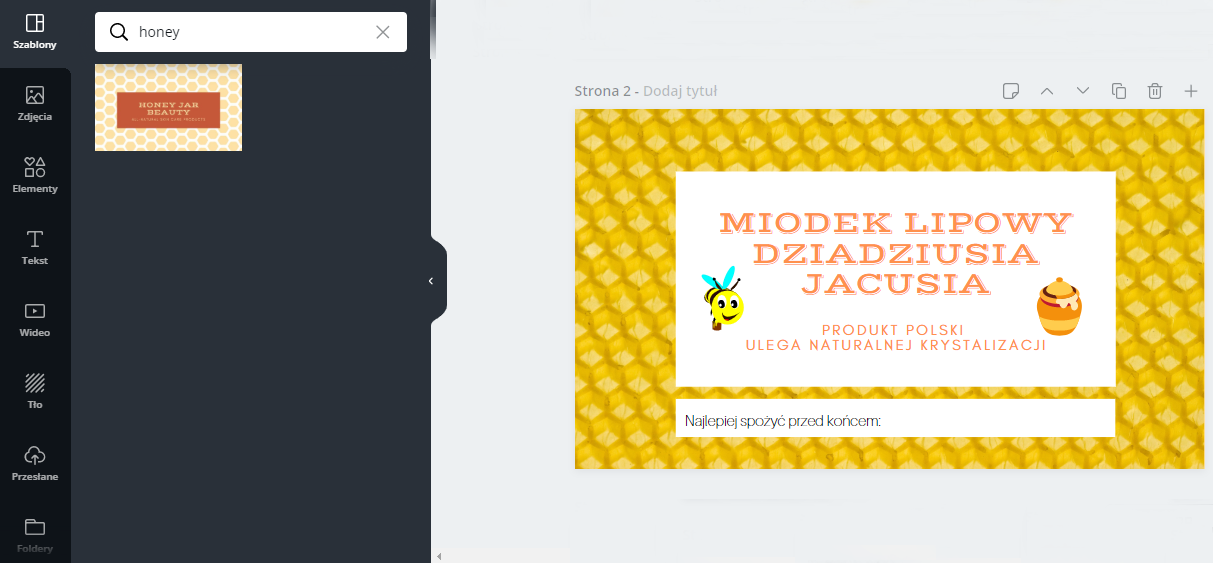 personalizowane etykiety na słoiki w edytorze Canva